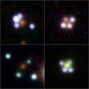 Four of the new discovered quadruple quasars. Image credit: The GraL Collaboration