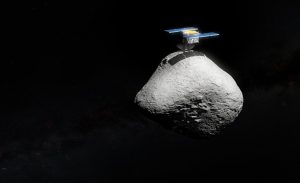 Artist’s impression of Hayabusa2 touching down on asteroid 1998 KY26, Credit:ESO/M. Kornmesser. Asteroid models: T. Santana-Ros, JAXA/University of Aizu/Kobe University
